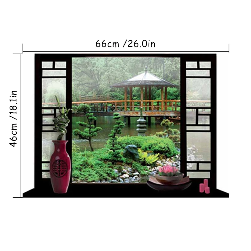 Occident Style Fake Window Vinyl Stickers Green Garden Scenery 3D Wall Art Mural for Home Decorations Landscape Poster Wallpaper