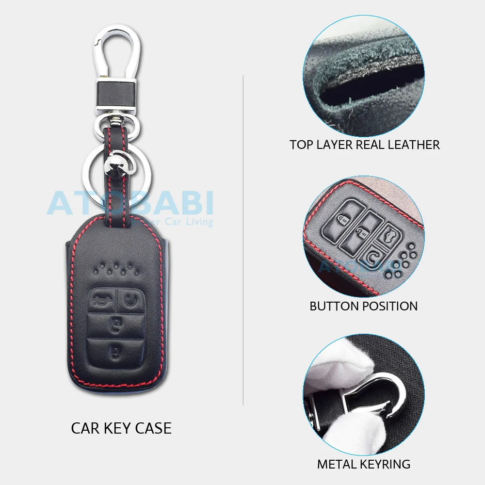 Leather Car Key Case Remote Fobs Protector Cover For Honda Civic Accord CR-V Jazz City Fit Jade Odyssey Pilot Insight Crosstour