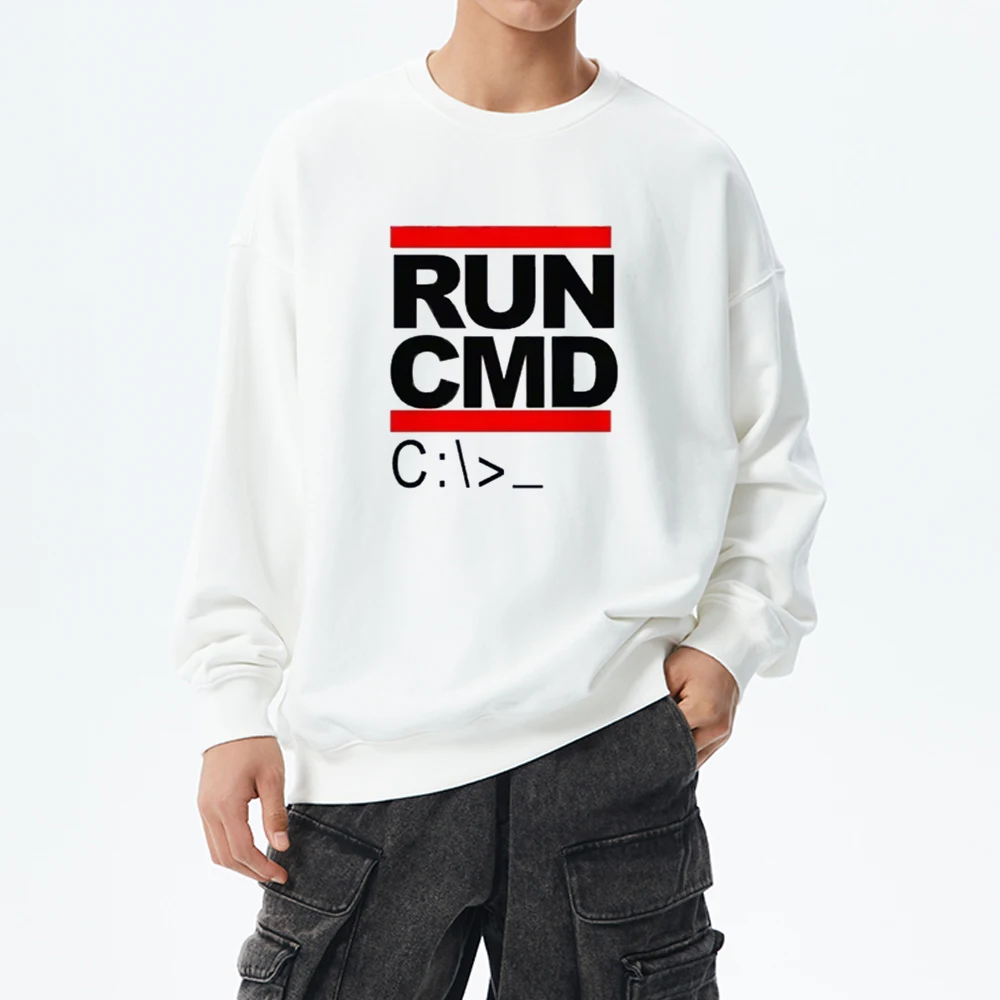 Run Cmd Computer Programmer Sweatshirts Men Funny Birthday Gift Man Boyfriend Husband Pullovers Fall Long Sleeve Fashion Clothes