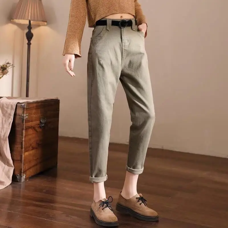 High Waist Ankle-length Harem Pants Korea Vintage Casual Strecth Cargo Trousers New Fashion Summer Women Pencil Pantalones