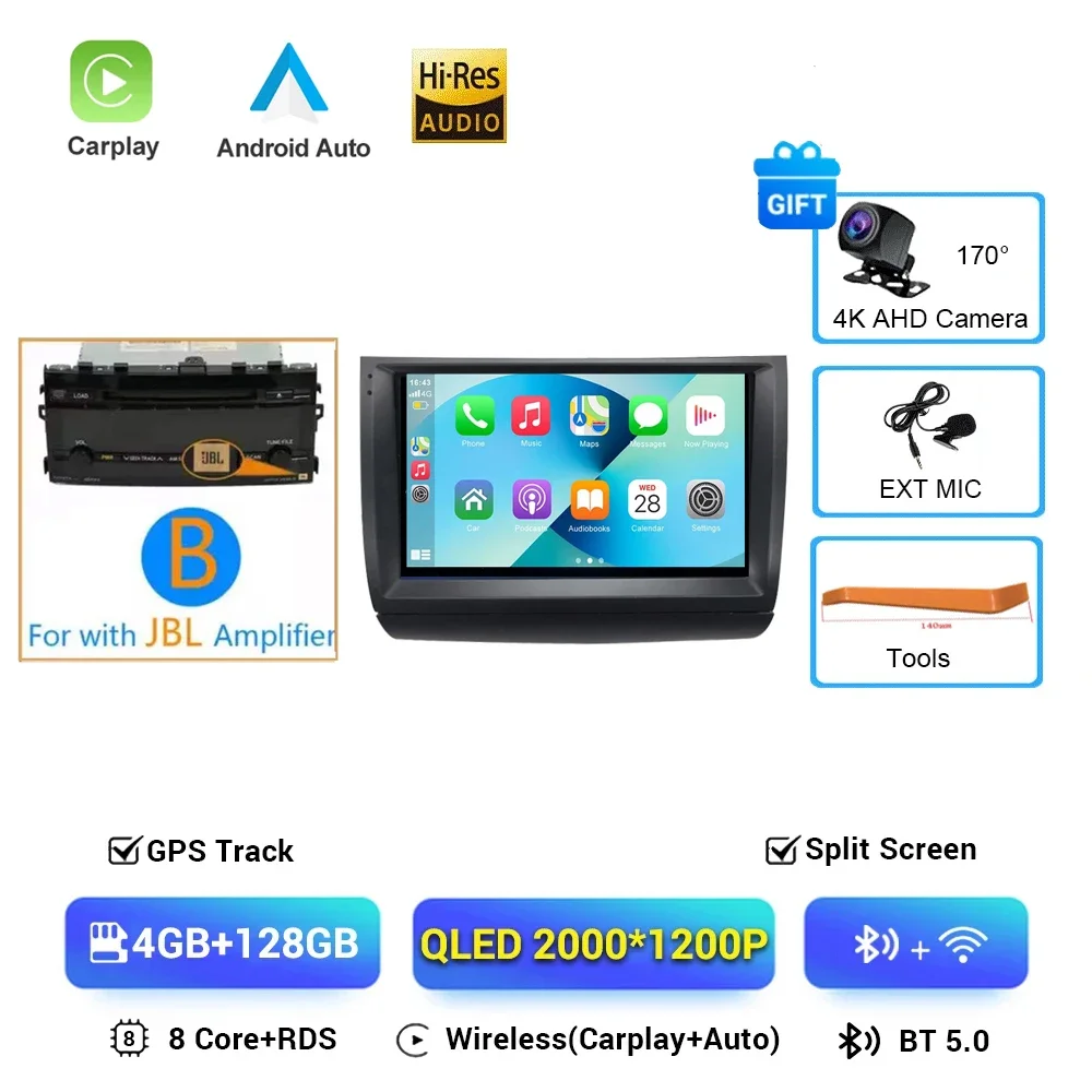 Carplay Autoradio 2 din Android 16 Voor Toyota Prius 20 2003-2009 Autoradio Multimedia Video Player GPS navigatie Stereo BT HU