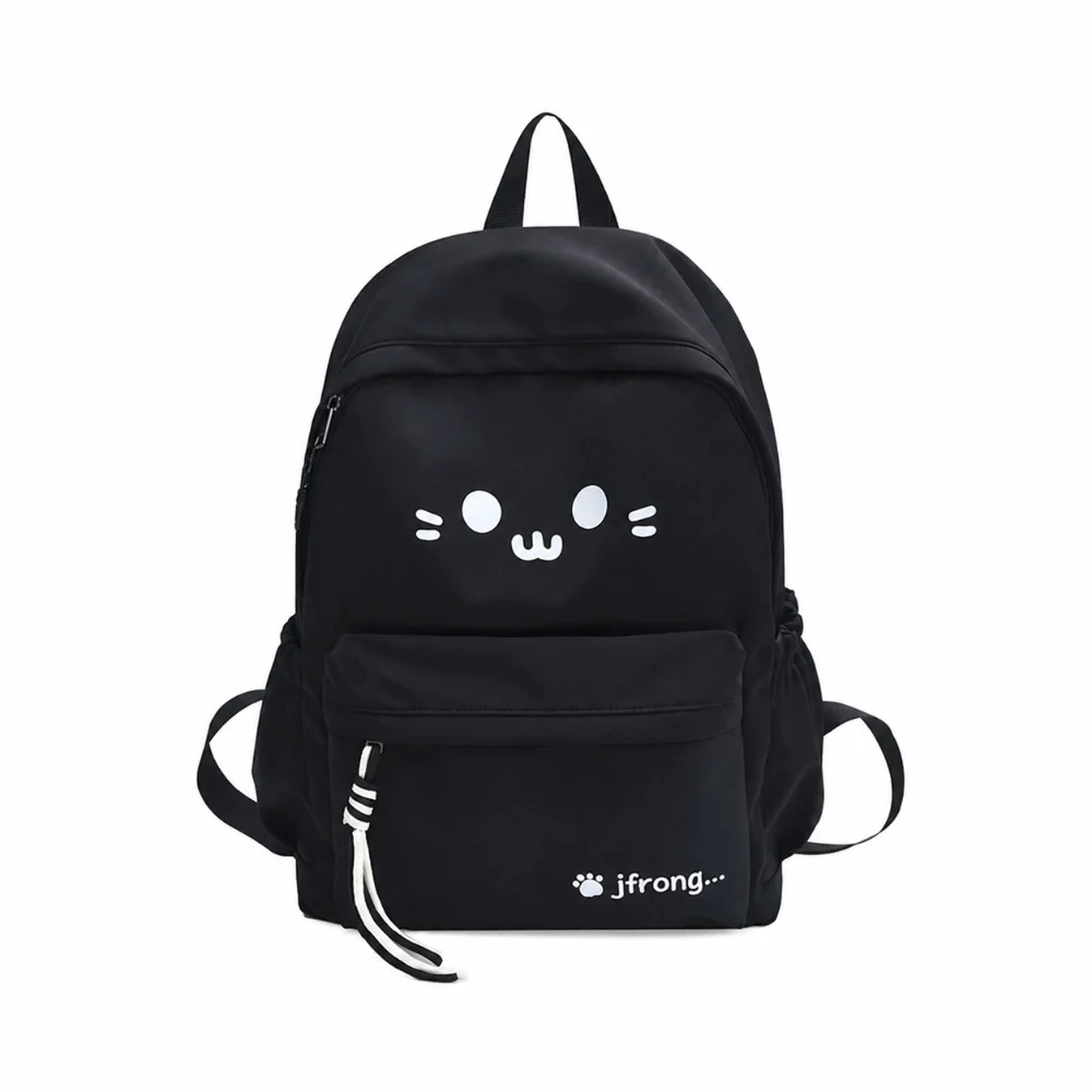 New Cute Print Travel Backpack Nylon Solid Color Student Schoolbag Large Capacity Multi-pocket Laptop Daypack