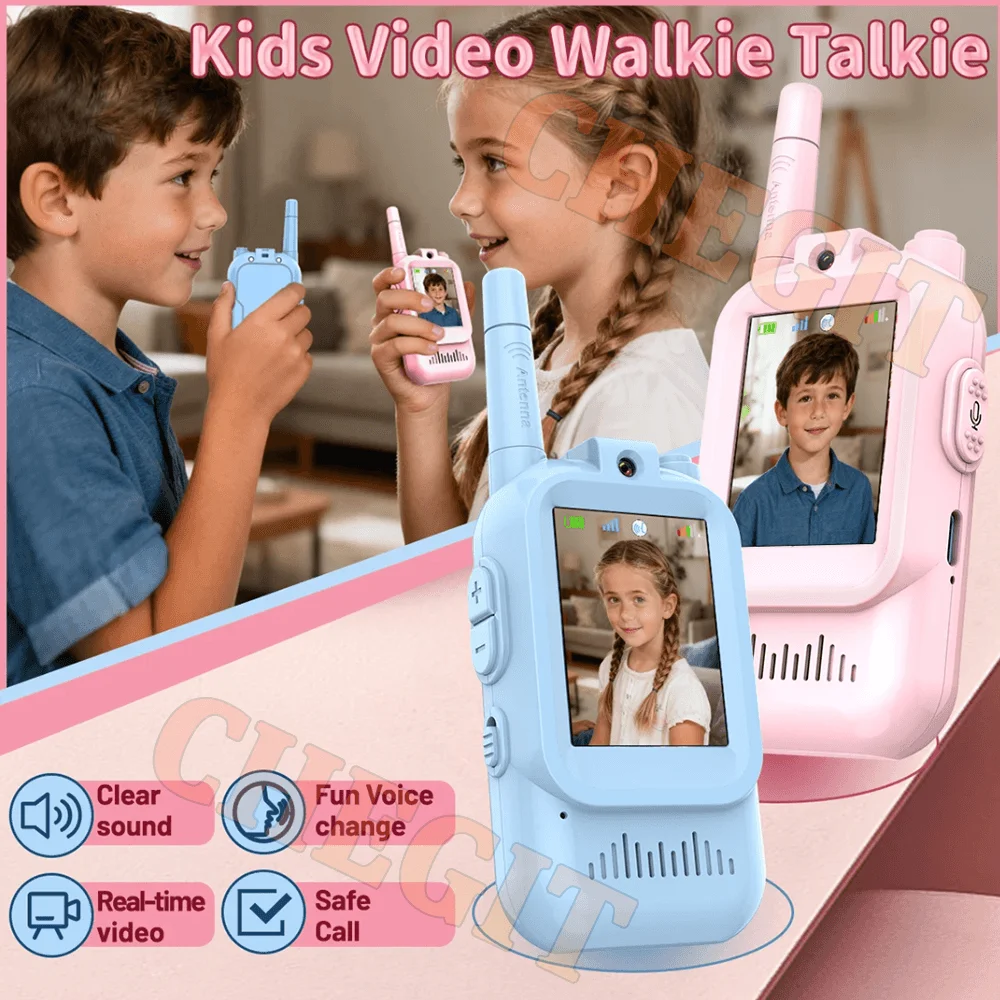 كاميرا ذكية فيديو لاسلكي تخاطب بنقرة واحدة للأطفال قابلة للشحن البيني في الهواء الطلق المشي لمسافات طويلة اسلكية تخاطب طفل هدية عيد الميلاد