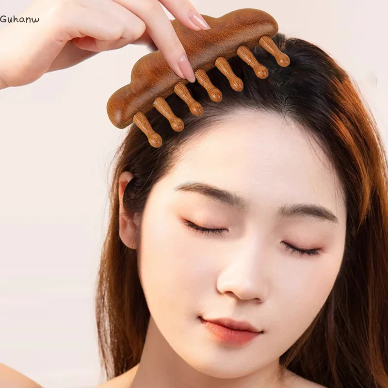 

[WHB]Sandalwood Meridian Massage Comb Wooden Therapy Massage Comb Circular Tooth Scalp Point Massage Brush Relive Relaxation