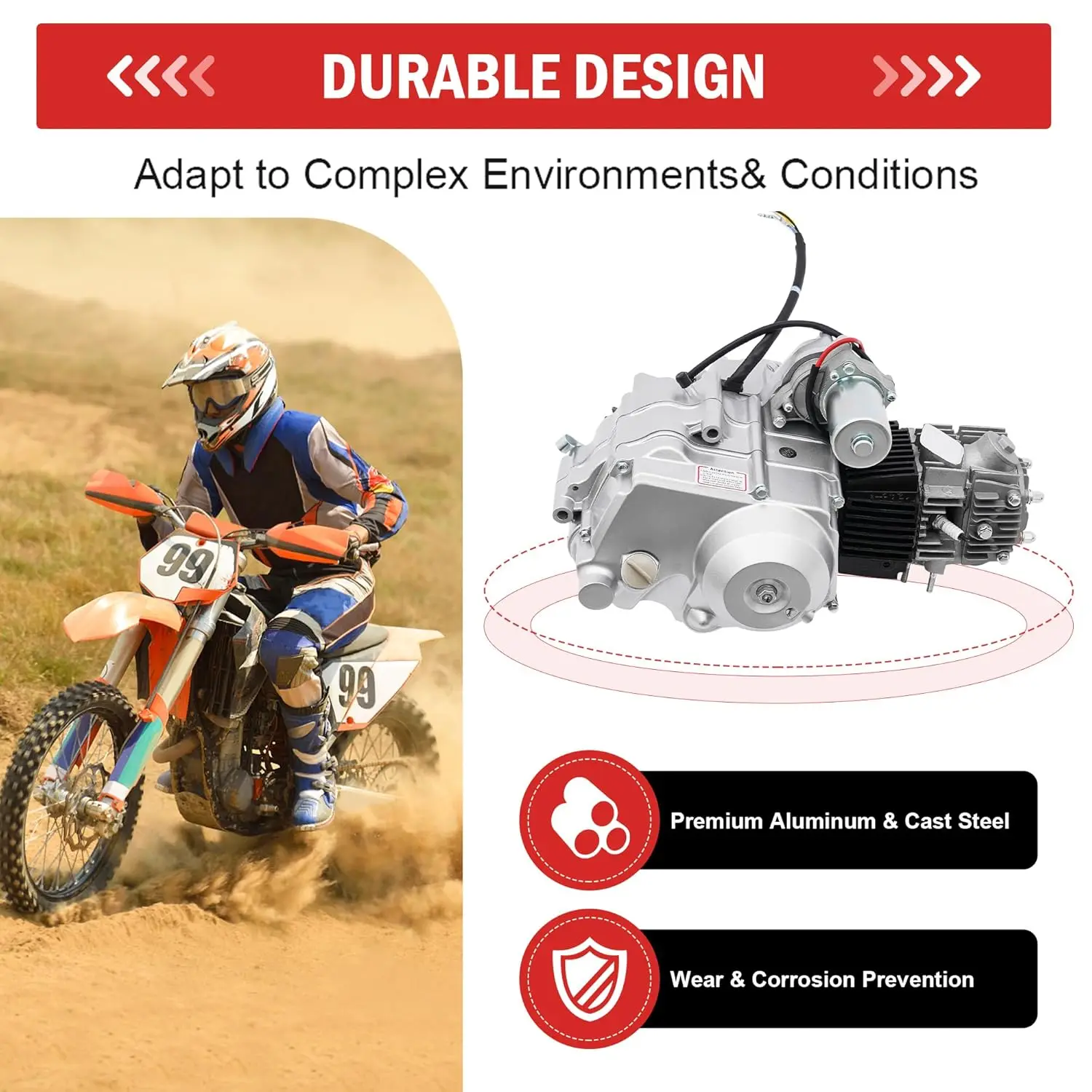 Motor de 4 tempos 110cc, motor de cilindro único de partida elétrica de transmissão automática, para atv 50cc 70cc 90cc 110cc e karts