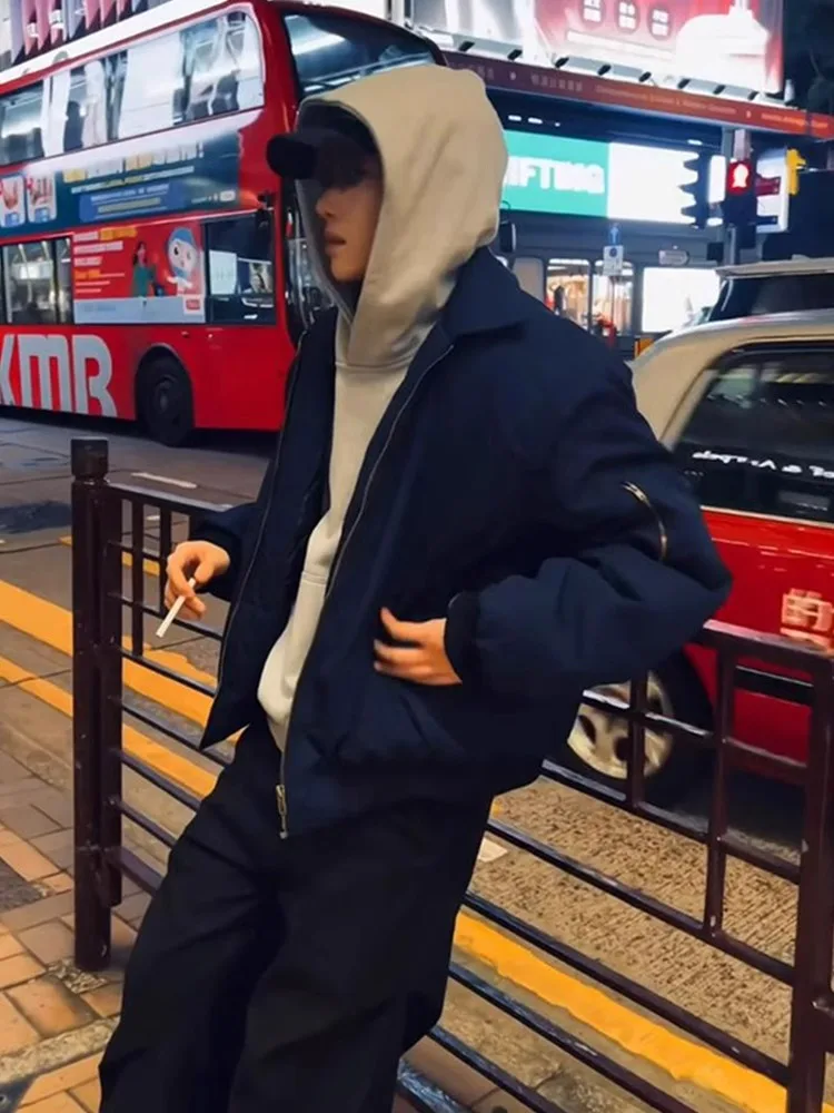 

Cleanfit Men's Pilot Jaet k Blue Cotton Polyester Winter Warm Thiened ort Sle Street Faion Outerwear Coat