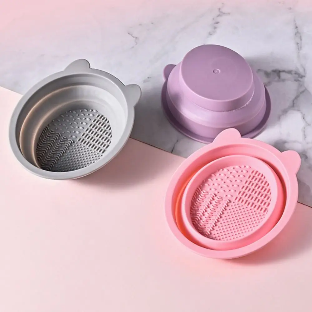 Makeup Brush Cleaning Bowl Beauty Brush Washing Pad Bowl Portable Travel Makeup Brush Scrubber Box