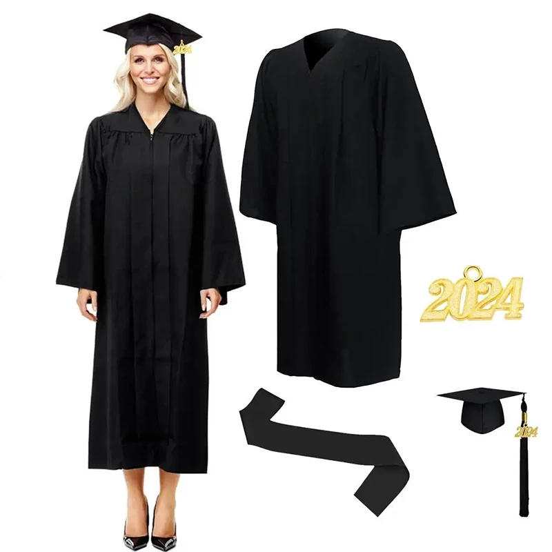 

2024 Graduation Bachelor's Gown And Cap With Tassel Unisex Academic Cap And Gown High School University Graduation Ceremony