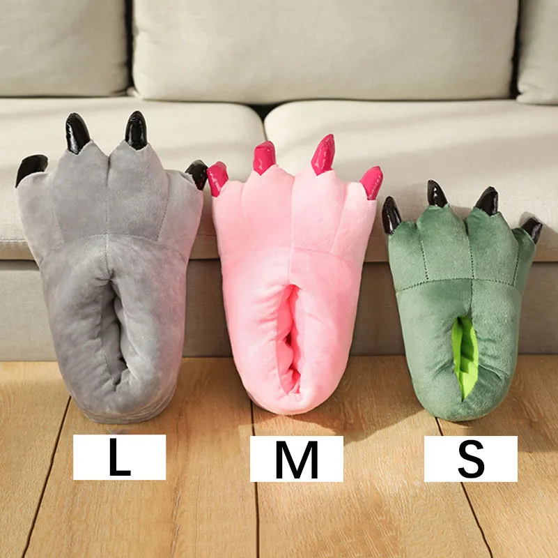 Cute cartoon warm cotton shoes animal paws fall and winter package heel warm home shoes parent-child couple cotton shoes