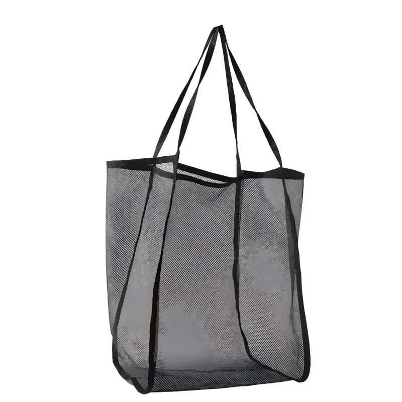 Mesh Beach Bag Foldable Large Capacity Tote Bag Breathable Shopping Bag Lightweight Women Handbag Summer Travel Portable
