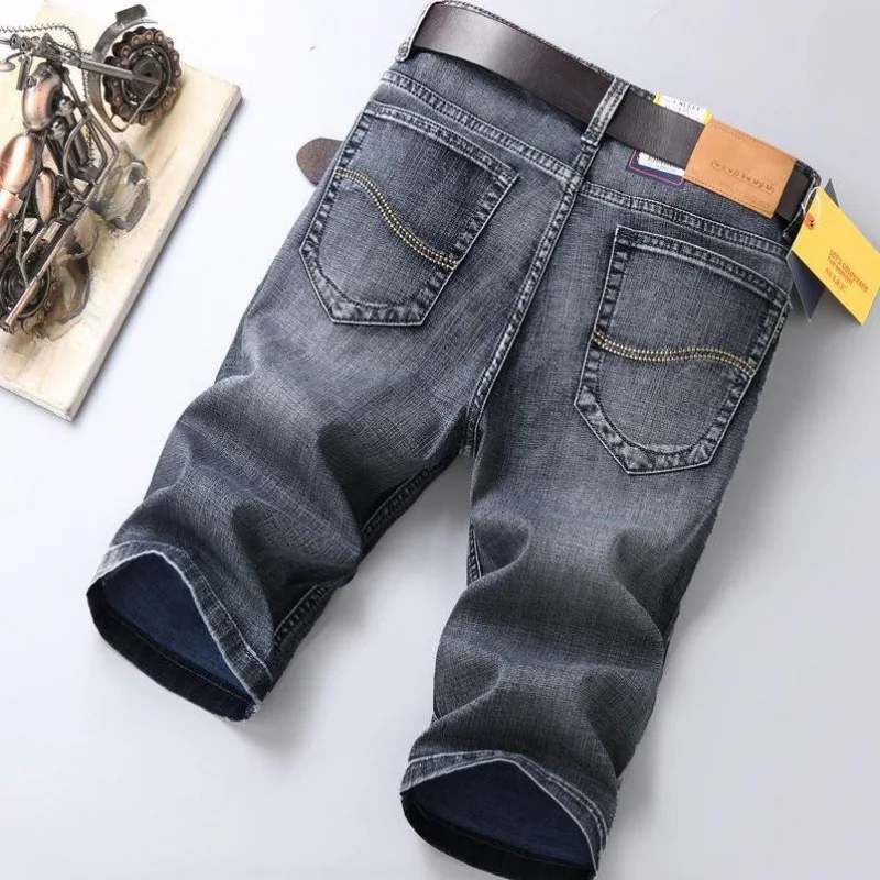 

Men's Summer Thin Denim ort Pants Loose Fit Five-Point Summer Tail Goods Straight Leg Jeans Casual Comfortable Lightweight
