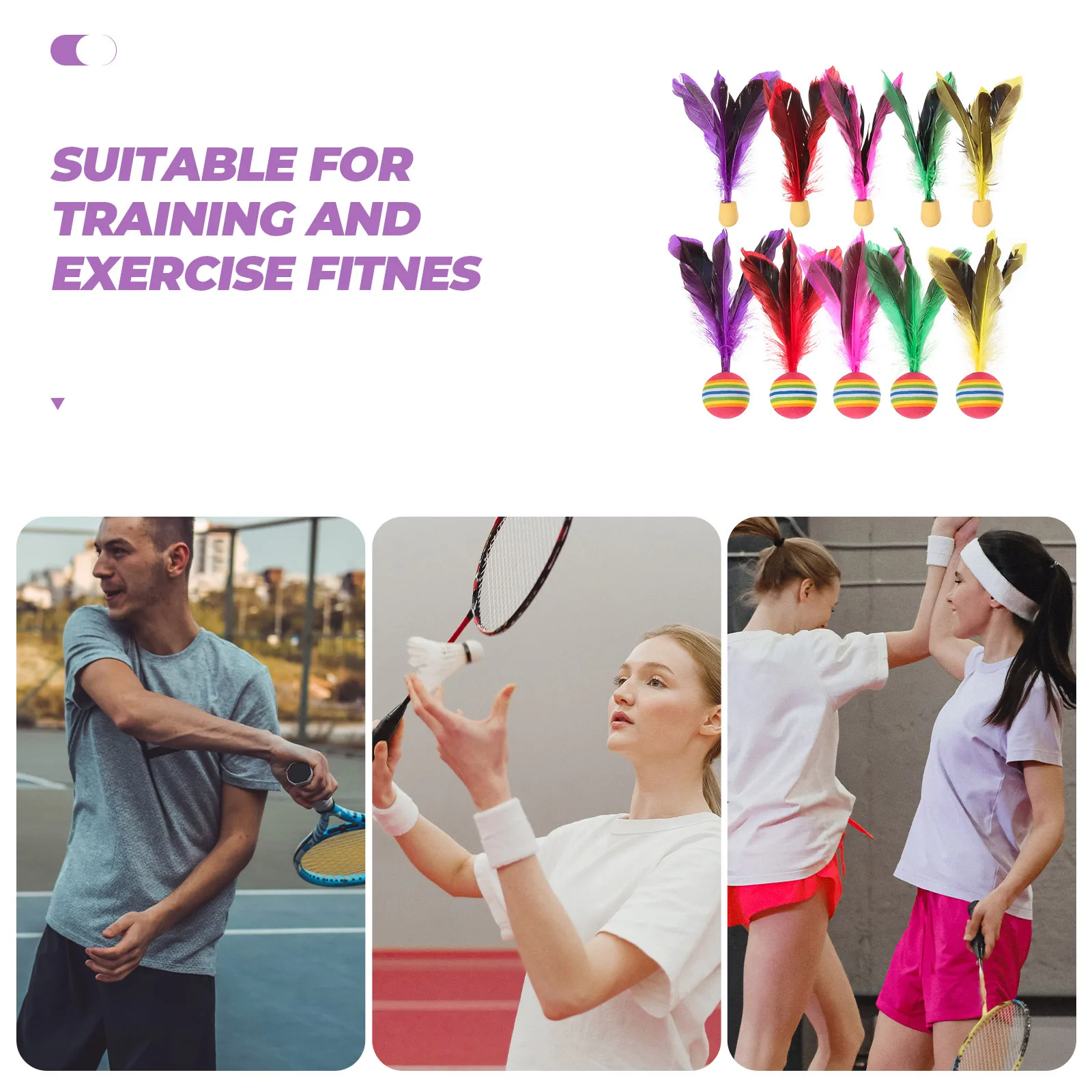 

10Pcs Colorful Badminton Shuttlecocks Highelastic Interactive Plaything for Indoor Outdoor Games Improve Coordination Skills