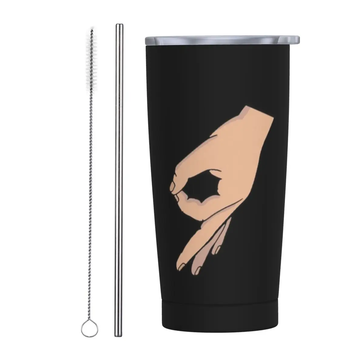 Circle Game Hand Gotcha Meme Made You Look Stainless Steel Tumbler Vacuum Insulated Mug Thermal Cold Cups Straws With Lid 20oz