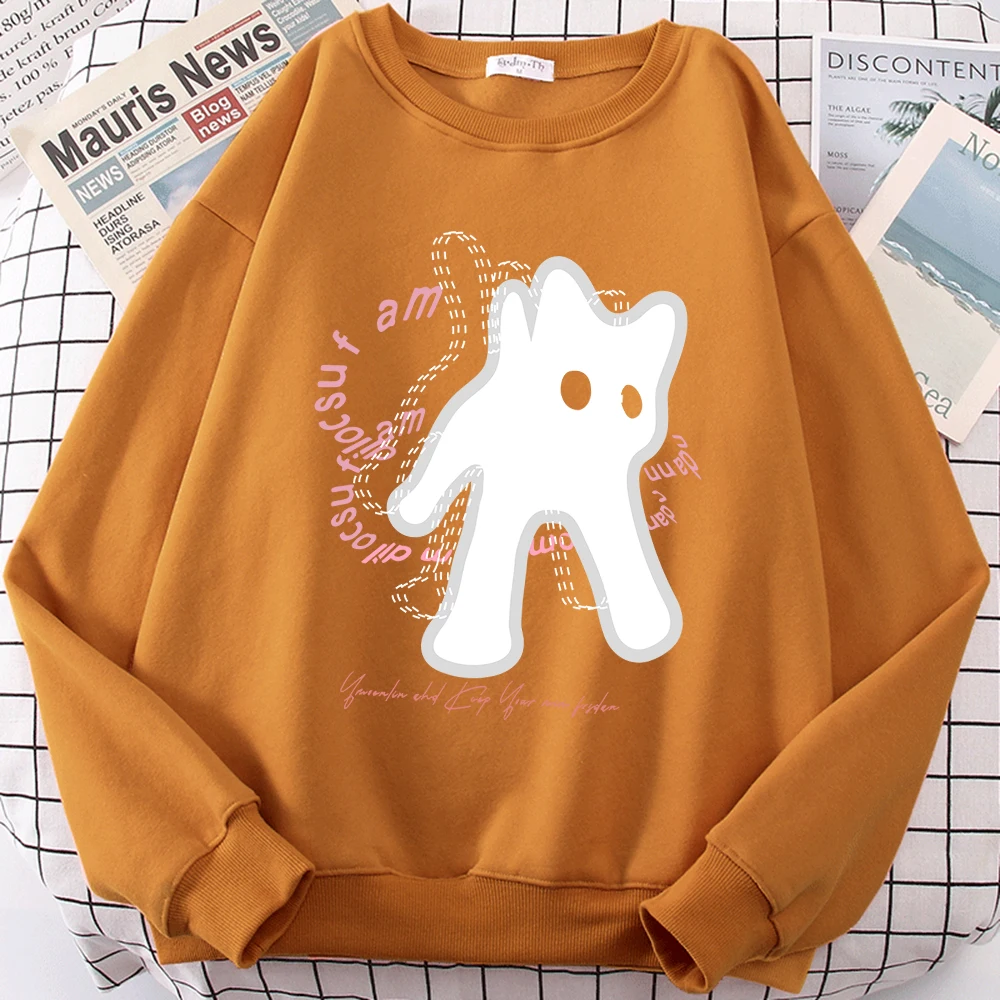 Vintage Cute Cat Cute Print Cartoons Hoodie Men Women Harajuku Clothing Casual Fashion Hoody Crewneck Fleece Pullover Couple