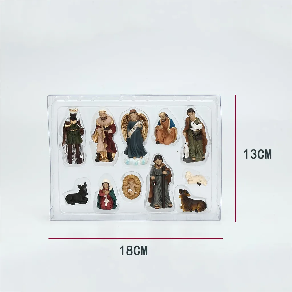 11 قطعة/المجموعة المسيح ولادة يسوع زخرفة المهد المشهد مدير ديكور الكاثوليكية تمثال عيد ميلاد سعيد مدير المشهد عيد الميلاد نموذج