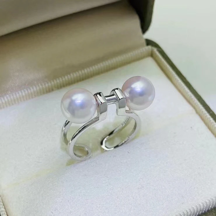 Wholesale 925 Sterling Silver Adjustable Ring Mount Settings Findings Mountings Accessory Parts for 6-8mm Pearls 5pcs/lot