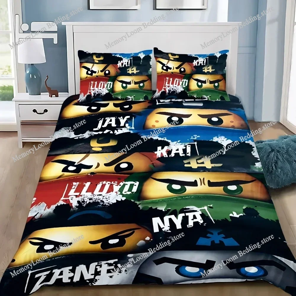 Duvet Cover Cartoon Game Pillowcase Bedding Set Boy Girl Bedroom Decoration Children-N-ninjagos-Gift Single Double Large Size