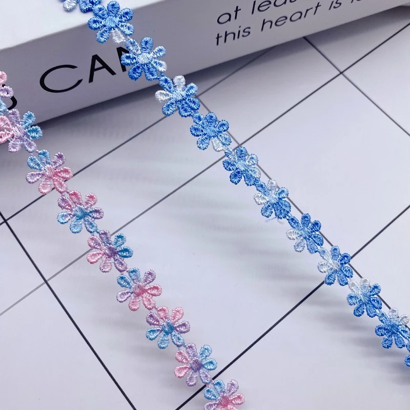 1Lot/45yds 1.3cm New Color Embroidered Lace Fabric Floral Polyester Bar Code for Wedding Dresses Sustainable Feature