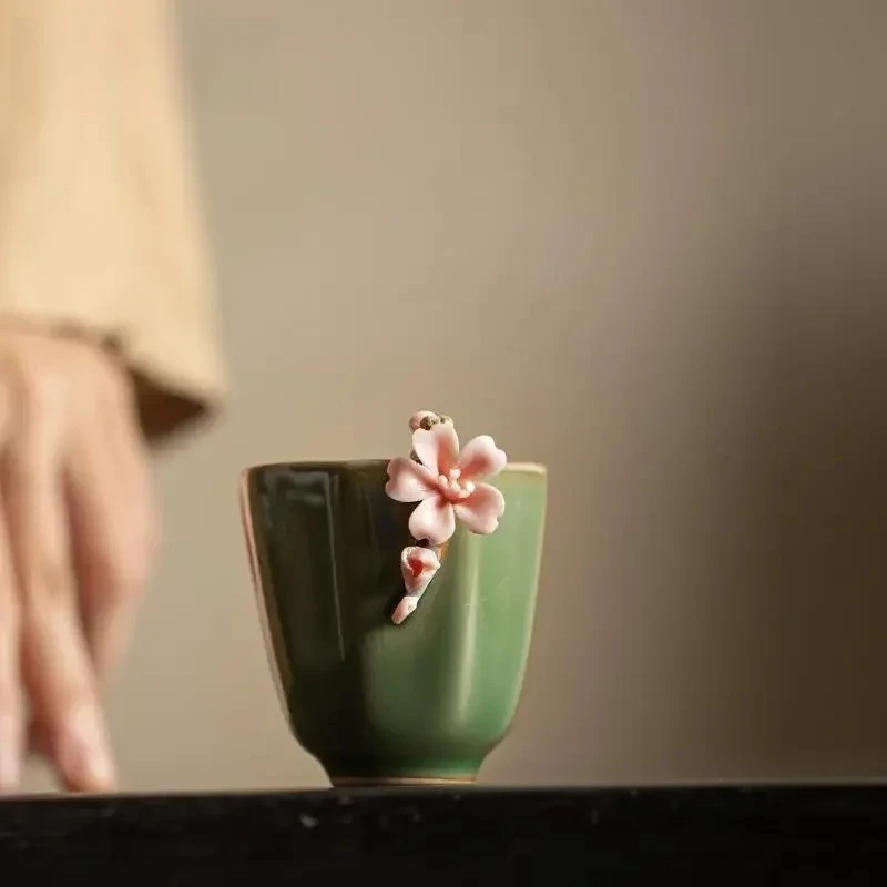 

Ceramic Retro Master Cup Single Cup Handmade Pinch Flower Ceramic Cup Personal Dedicated Kung Fu Tea Set Tea Teacup Tea bowl