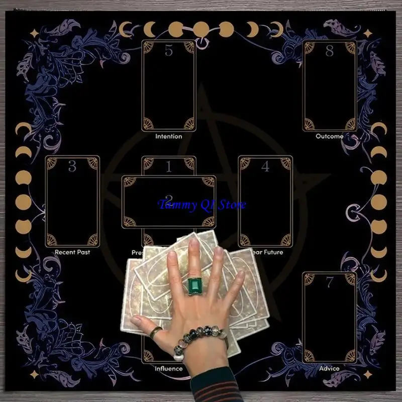 

F1FD Tarots Card Tablecloth Reading Card Divinations Tapestry Witchcrafts Supplies