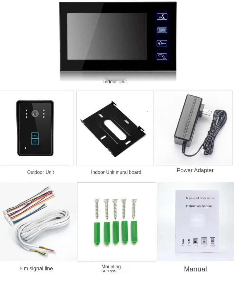 7" Doorbell, Touch Button, Remote Unlock, Night Vision, 1000TV Lines, Video Door Phone Intercom, RFID