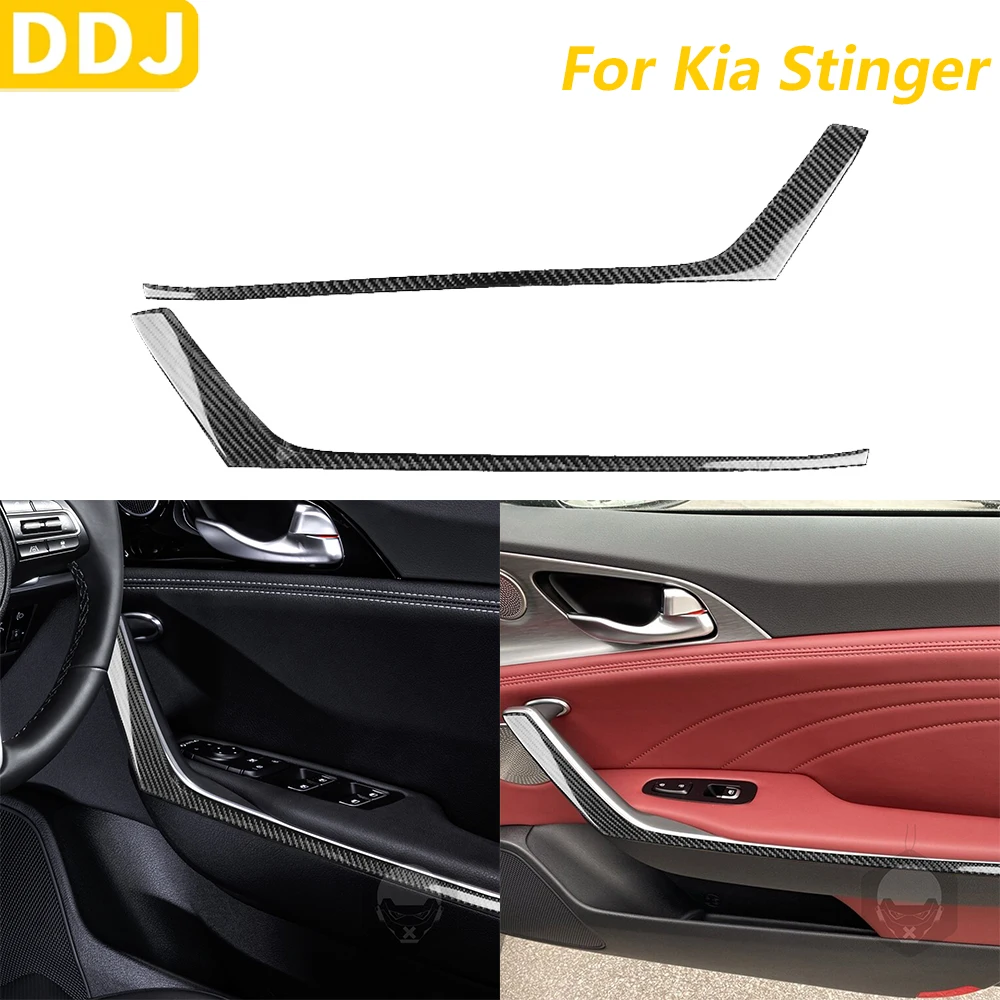 

For Kia Stinger 2019-2025 Carbon Fiber Window Lift Side Door Handle Panel Trim Cover Car Accessories Interior Decoration Sticker