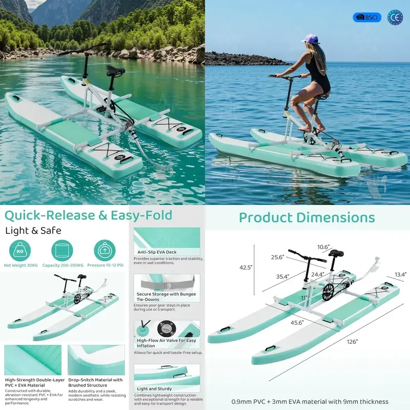 Pontoon Water Bike Ultra Stable Floating Design for Family Fun on Calm Water Easy to Use