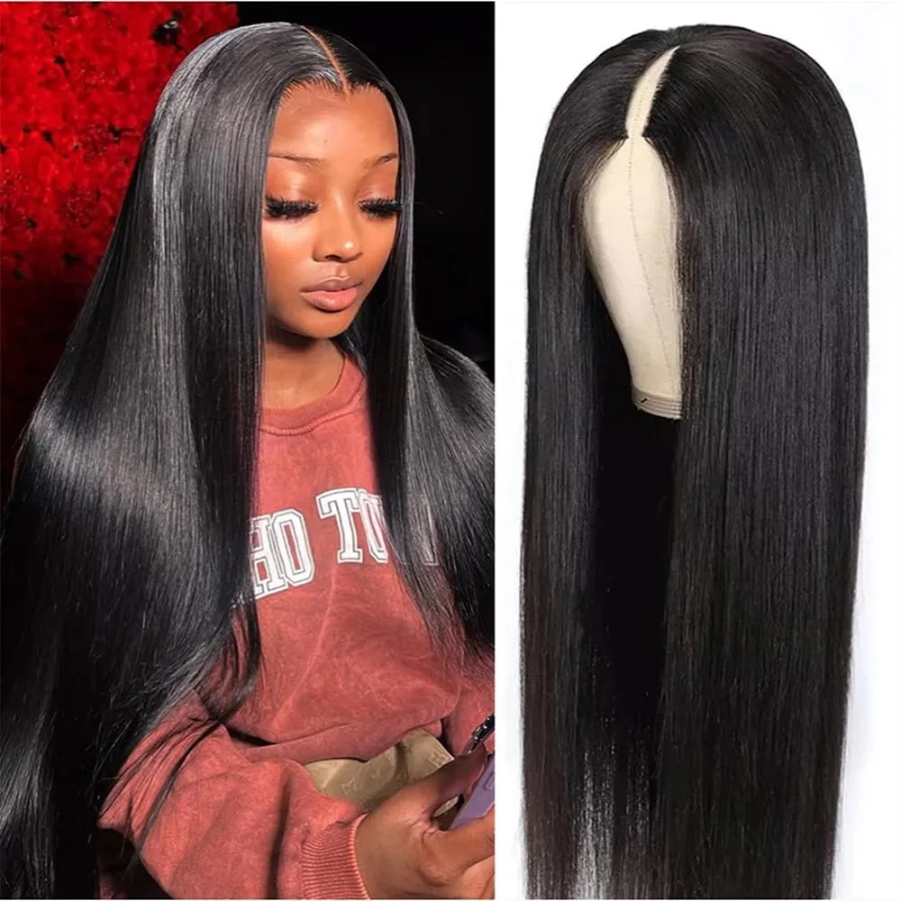 

200 Density Glueless V Part Wig Straight Human Hair Wigs For Women No Leave Out Ready To Wear Natural Colored Remy Hair 32 Inch