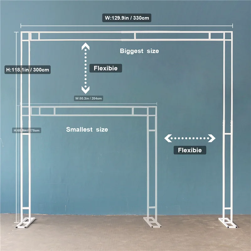 

Wedding Arch Upgrade Stable Double Tube Flexible Retractable Freely Adjustable Size 6.69ft~10.8ft Arch Flower Stand Decor