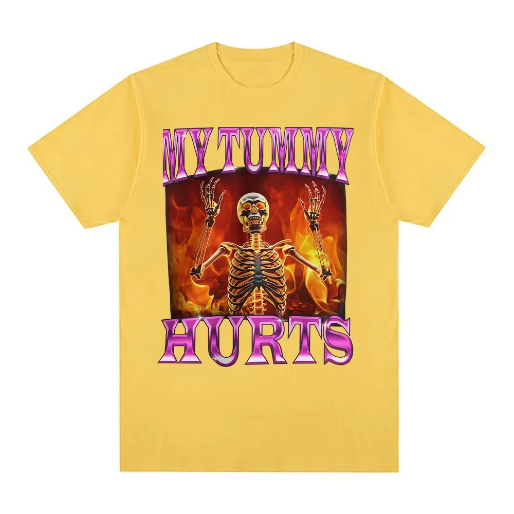 T-shirt divertente scheletro con mal di stomaco per le donne T-shirt comoda estiva gotica alla moda Abbigliamento donna Moda Y2K