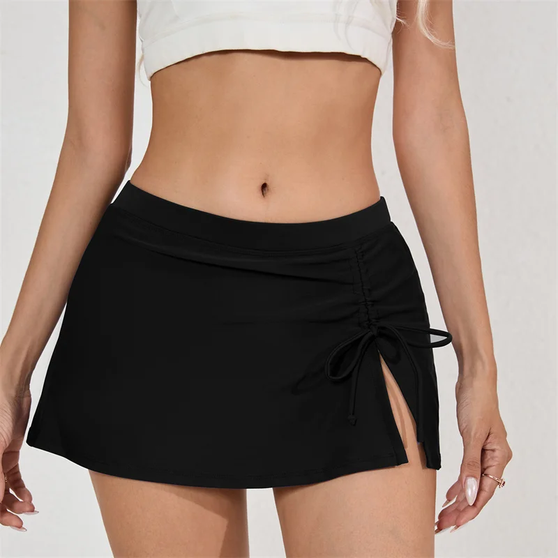 Women Swim Skirts with Briefs Pants Trunks Sexy Bikini Bottoms Beach Swimwear Solid Swimsuit Beach Party Adjustable Side Tie
