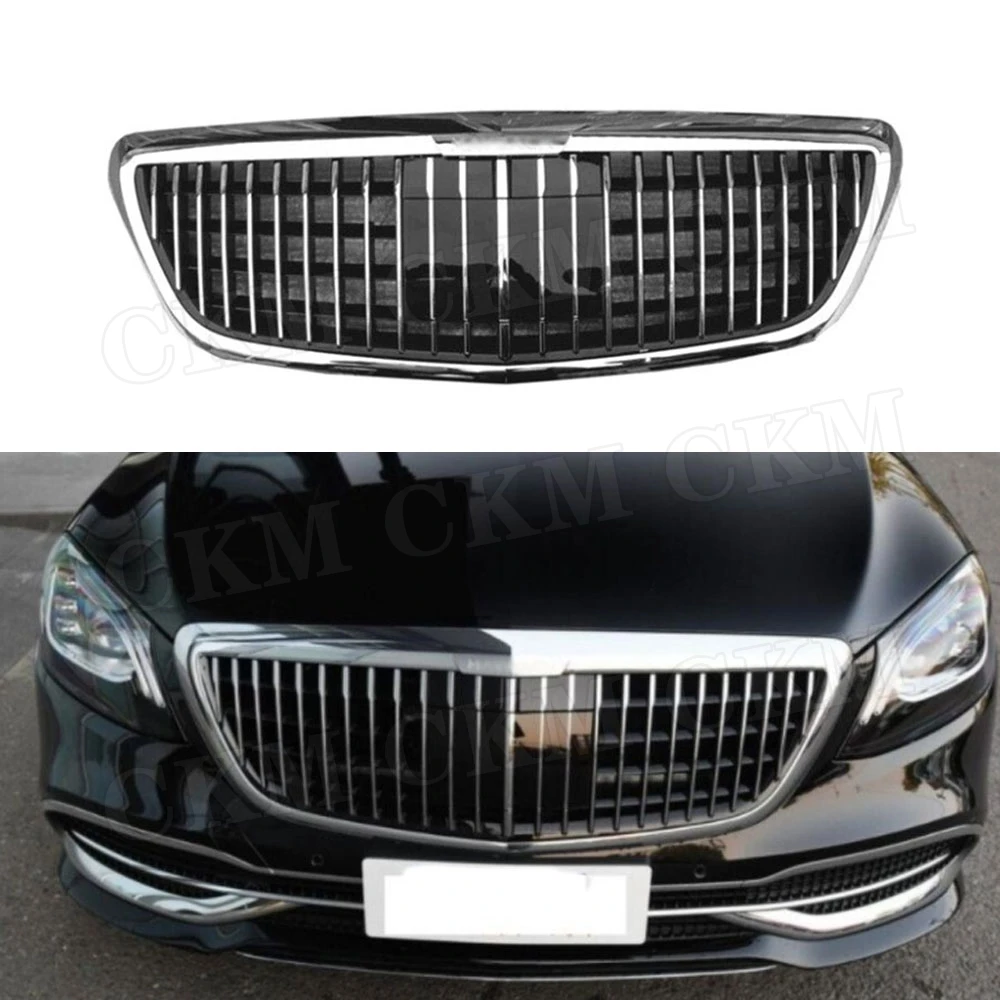 ABS Front Bumper Grille Mesh Racing Grill Cover Facelift for Benz S Class W222 S320 S350 S400 S560 S600 S680 S65 2014-2019