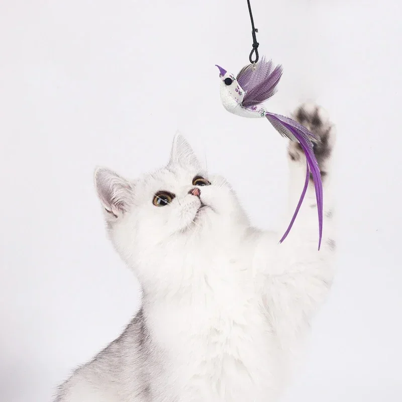 Cat Toy Self-hey Hanging Door Simulation Bird Toy for Cat Interactive Hand Free Elastic Band Cat Toys Cat Accessories 고양이 장난감