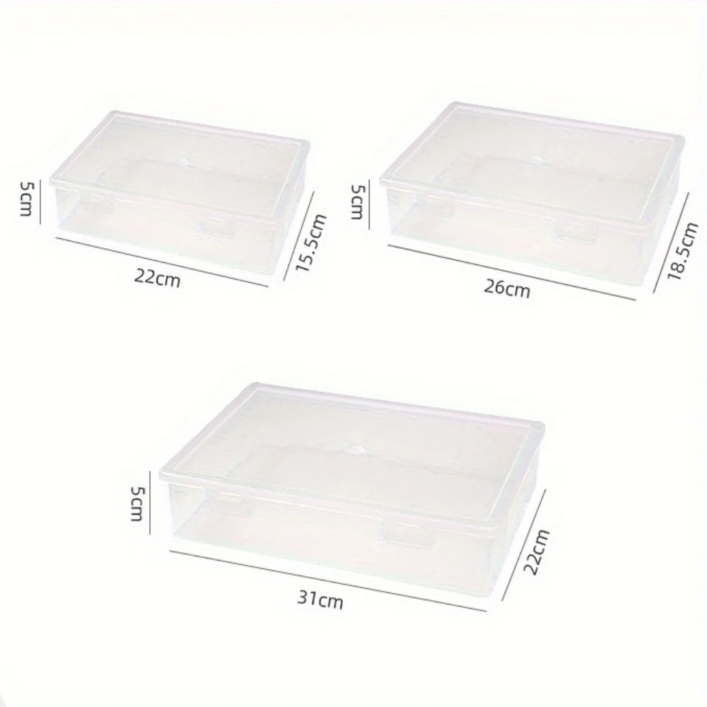 1Pc Transparent Storage Container Plastic Dustproof Box Stationery Jewelry Portable Large Capacity A4 A5 File Organizer Supplies