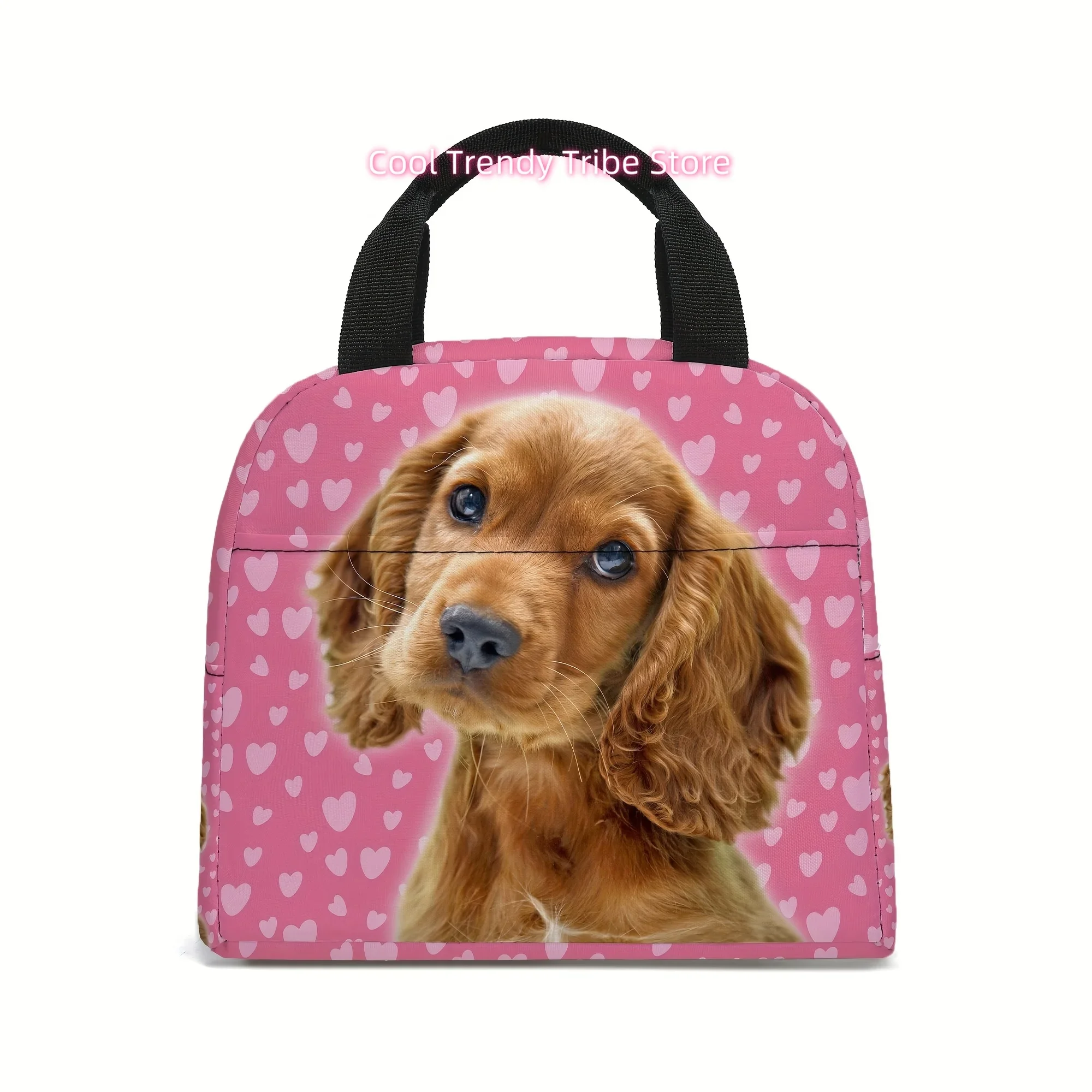 Cat & Dog Lunch - Cute Pet-Themed Insulated Cooler Tote with Cute Cat & Dog Face, Non-Food Contact Cooler Suitable for Work, Tra