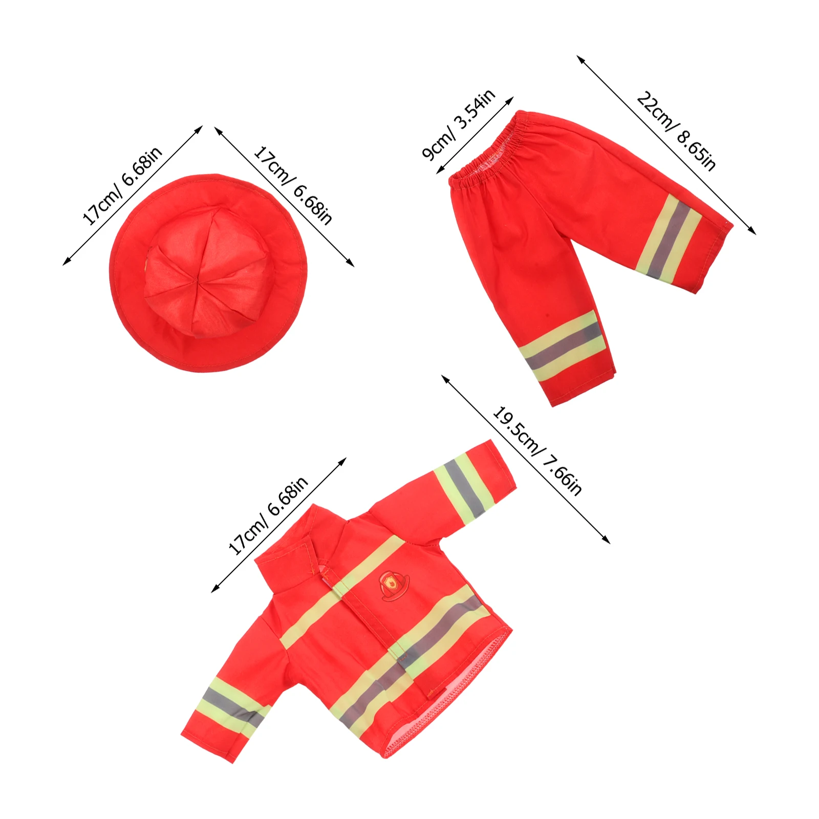 1 Juego de 1 Juego de ropa, disfraz de bombero, 43 Cm, vestido de bombero para niña, sombrero, juego de simulación, fiesta de Halloween, accesorio de disfraz para niños