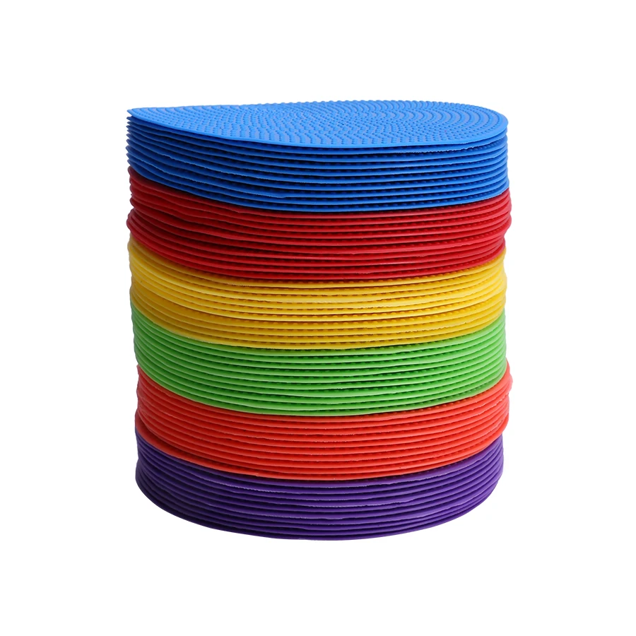 60pcs 12cm Soccer Training Flat Marking Mats Training Obstacles Tennis Landmark Mats with Square Mesh Pockets