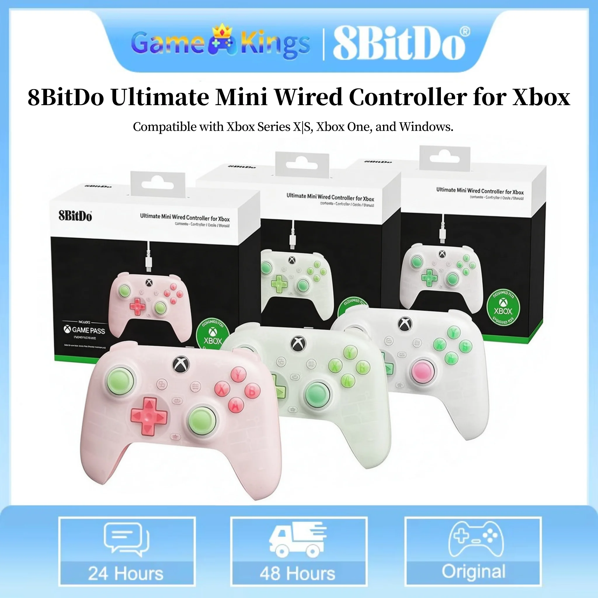 8BitDo Ultimate Mini Wired Controller for Xbox Gamepad with RGB Lighting Fire Ring for Xbox Series X|S, Xbox One, Windows 10/11