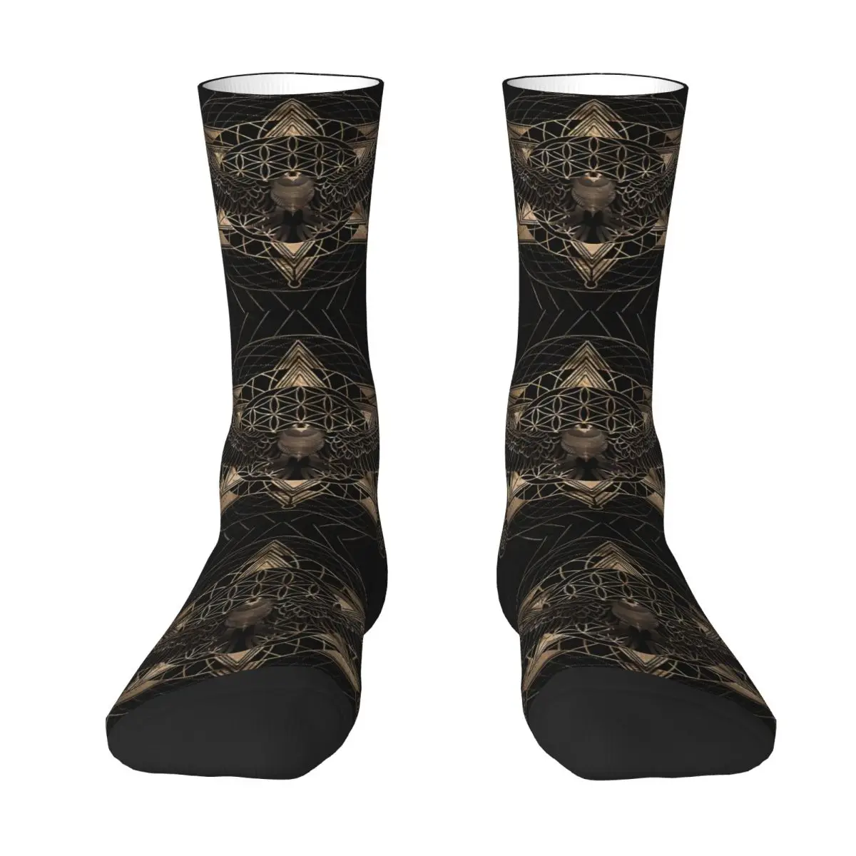 Vintage Eagle In Sacred Geometry Men's Socks Unisex Hip Hop Seamless Printed Happy Crew Sock Gift