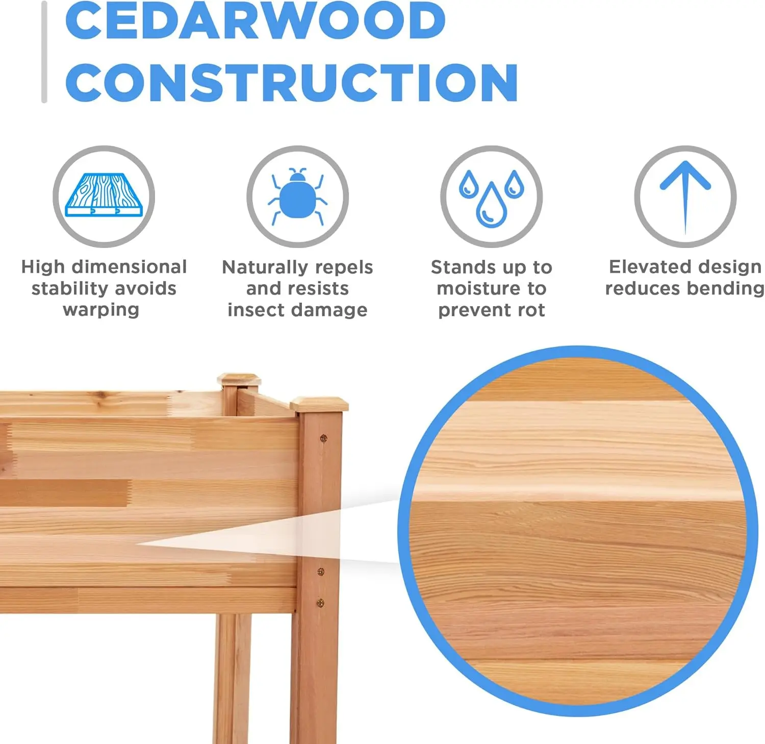 Cama elevada de jardín de cedro canadiense, plantador de madera para cultivar hierbas frescas, verduras