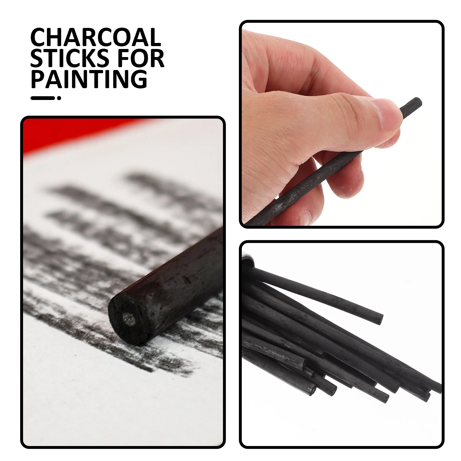 

25Pcs Shading Compressed Charcoal Sticks 2-4Mm Drawing Pencils Strong Smooth Suitable for Sketching Student Artist Teens Adults