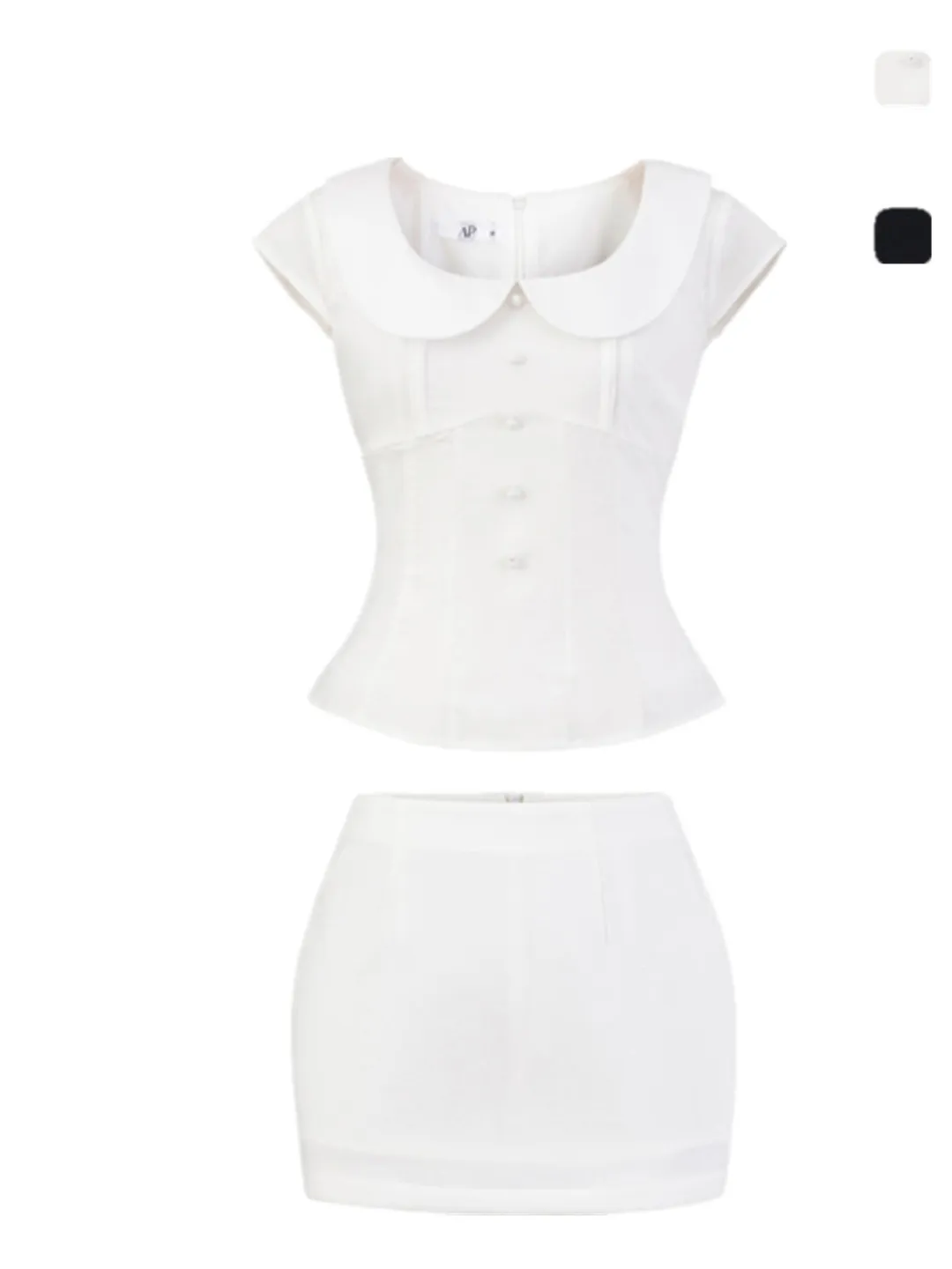 

Милый антивозрастной комплект, кукольный воротник, затягивающий талию, утягивающий топ ort Sve irt с запахом вокруг юбки с высокой талией