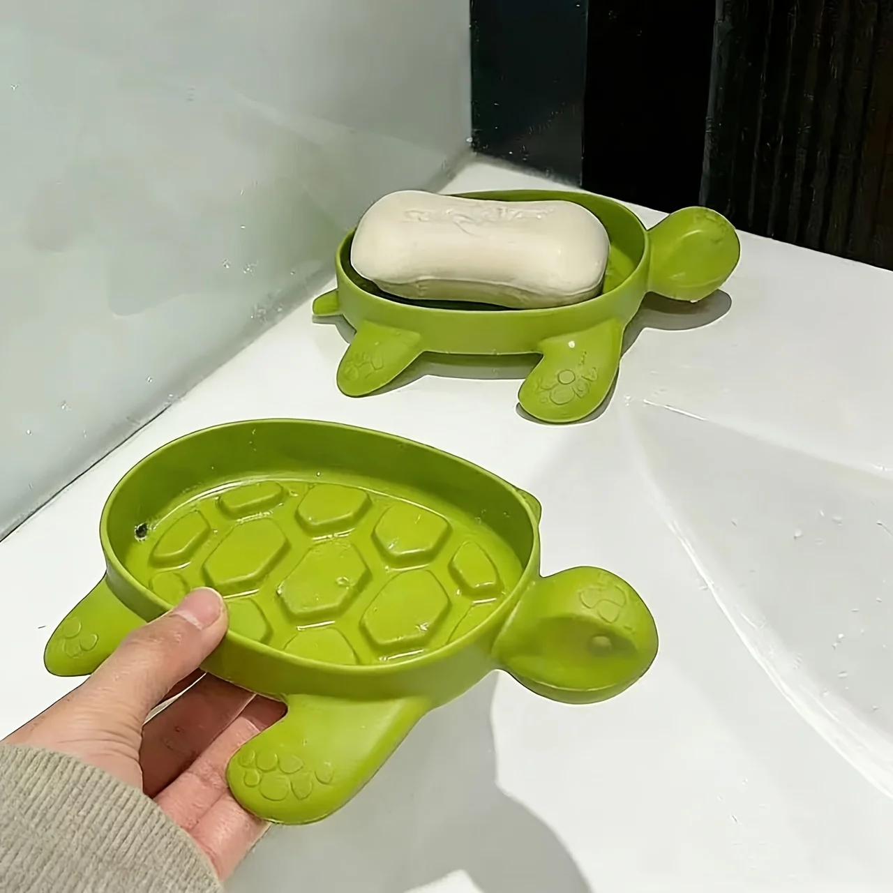 Cute and creative home turtle soap box cartoon turtle storage toiletries, no standing water soap tray holder rack tools