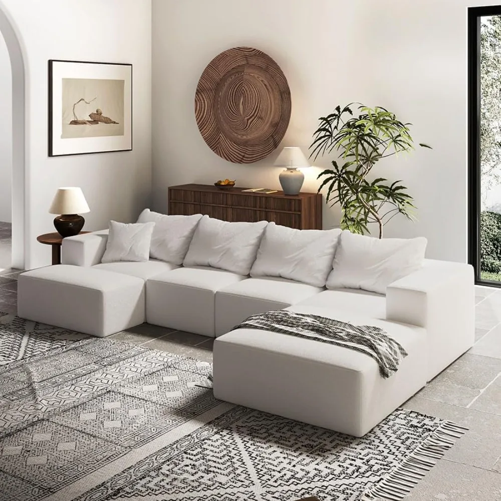 

Минималистичный интерьерный диван, свободный комбинированный мягкий диван-облако, модульный диван из синели с подушками, удобный диван-диван