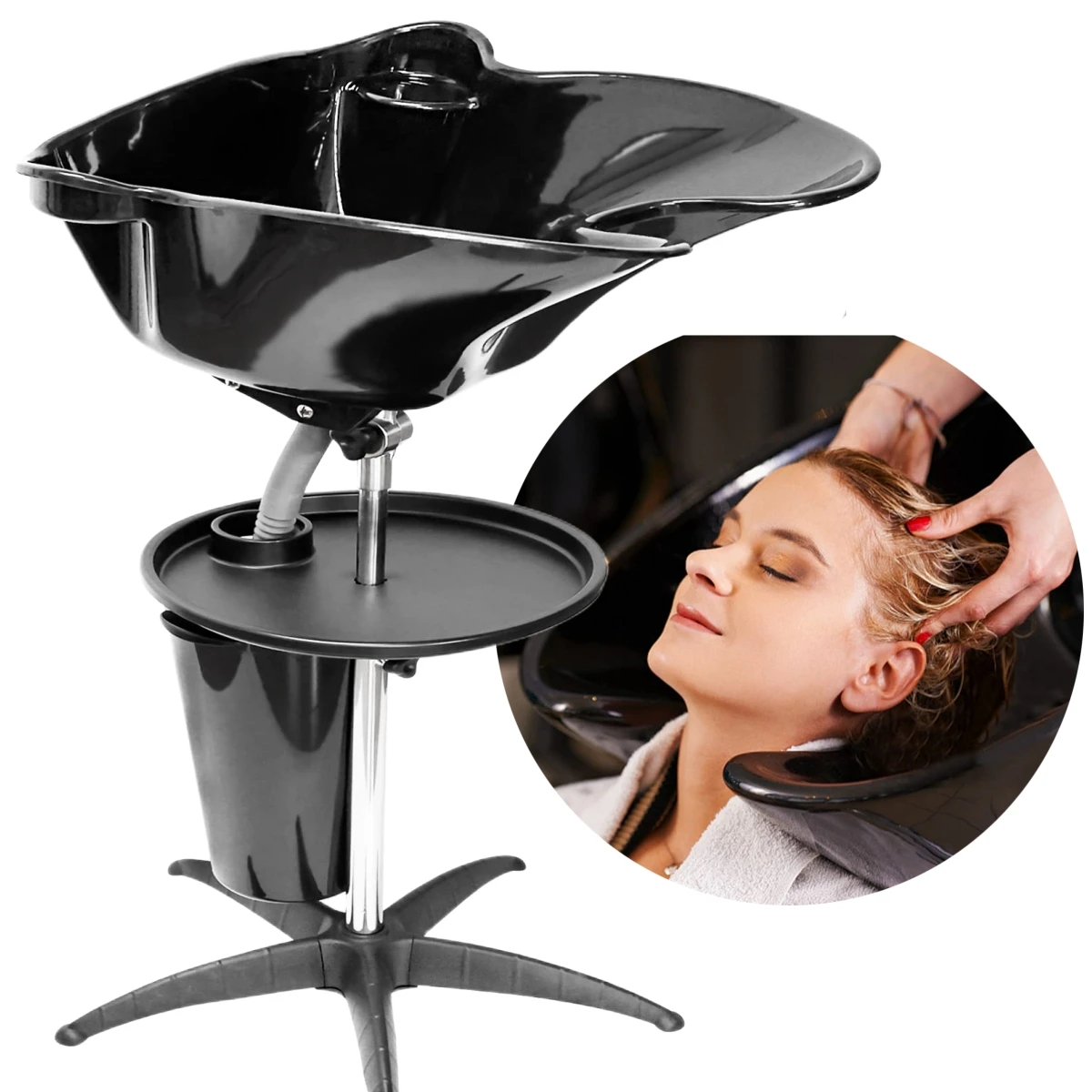 

New Shampoo Wash Basin Mobile Height Adjustable Hair Car Hairdresser Hair Wash Tub Sink Beauty Salon Home Barbershop Accessories