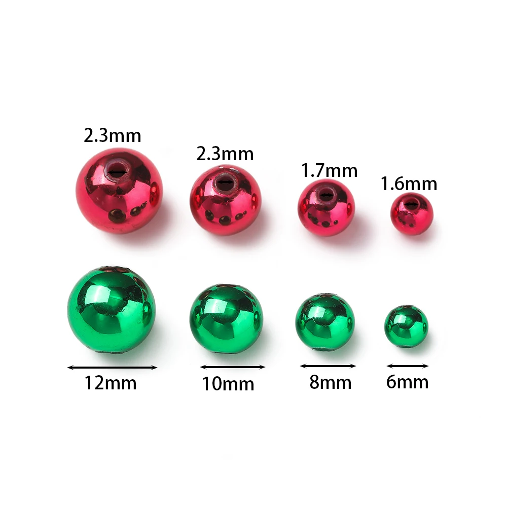 6 8 10 12mm Christmas Beads Shiny ABS Acrylic Beads for Jewelry Making DIY Festival Bracelets Necklaces Decorative Accessories