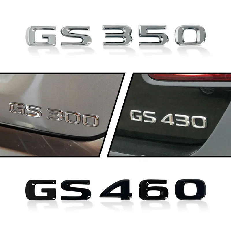 

1Pcs 3D Alloy Metal Black/Silver Letter Logo Car Sticker Decor Car Body Rear Tailgate Sticker For Lexus GS300 GS350 GS430 GS460