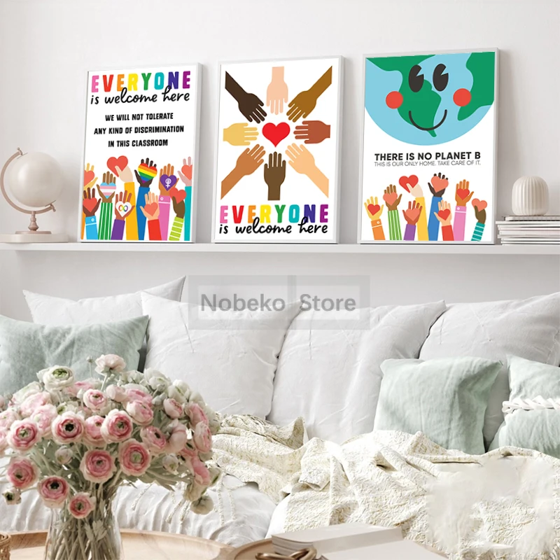 Equality Diversity Education Poster Inspirational Quotes Racism Prints Canvas Painting Wall Art Pictures Home Room School Decor