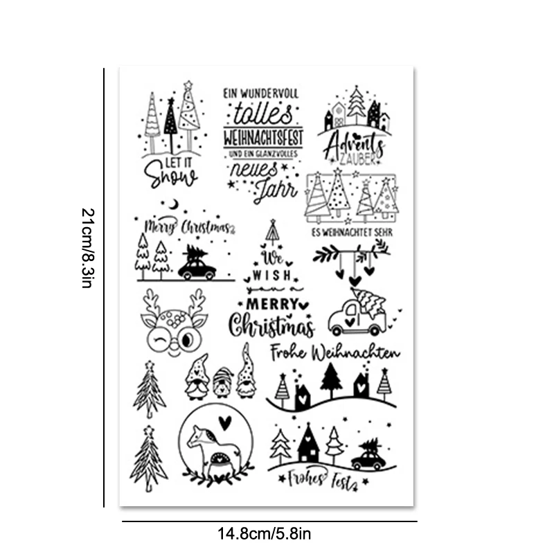 Paquete de 6 pegatinas A5 para frotar, pegatinas navideñas de transferencia de papel de aluminio para muebles, vidrio, madera, álbum de recortes, decoración artesanal DIY