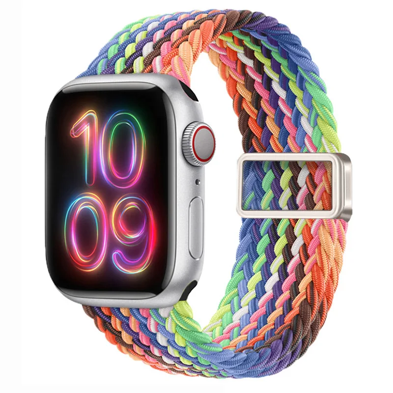 حزام مضفر لساعة أبل 40 مللي متر 45 مللي متر 49 مللي متر 42 مللي متر سوار بإبزيم مغناطيسي iWatch Series SE 6 7 8 9 10 Ultra 2 شريط مرن